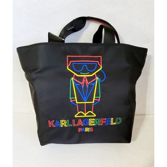 Karl Lagerfeld Paris Amour Womens Black Tote Bag Shoulder Strap Zip Closure NWT - Picture 4 of 11